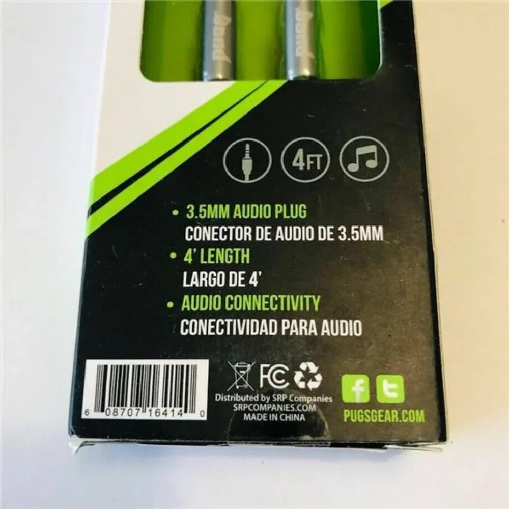 NEW Pugs 4ft Audio/AUX Cable